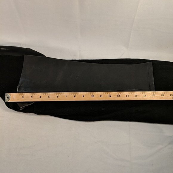 Blank NYC Hooded Cardigan Faux Leather Wool Black Knit Sweater Long Women XS - Picture 9 of 10